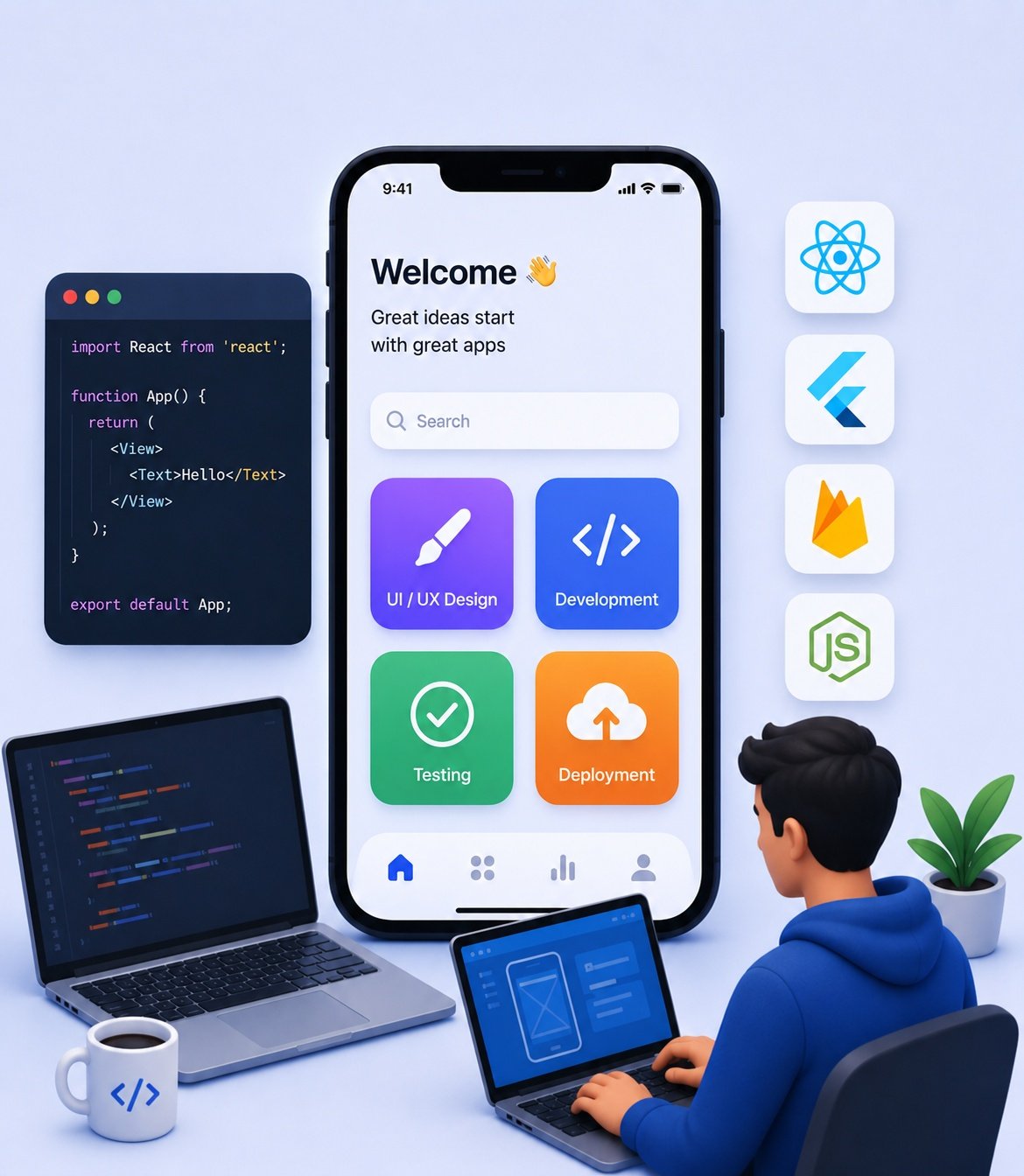 AI-powered mobile app development preview